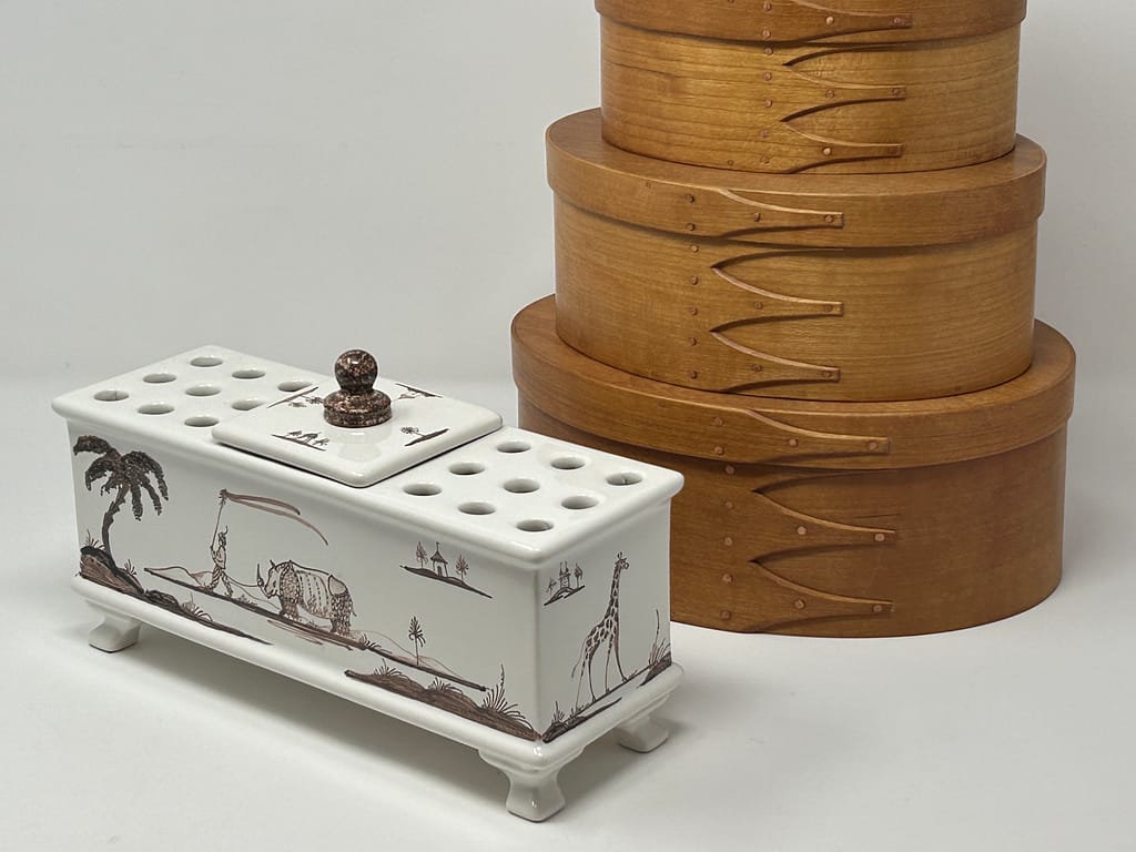 Hand Painted Desk Brick by Deborah Sears, Isis Ceramics, Oxford England