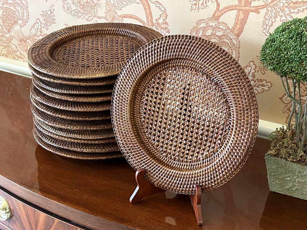 Set Of Twelve Rattan And Cane Chargers Placemats - Hunt Estate Sales