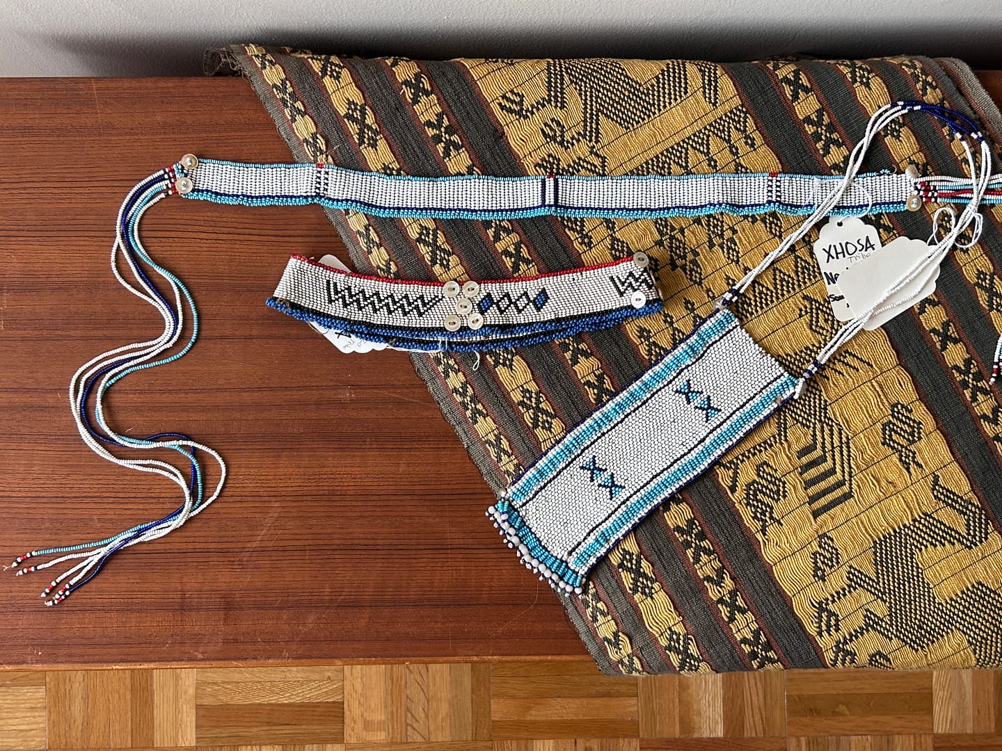 Xhosa Peoples Beaded Necklace, Belt and Headband Hunt Estate Sales