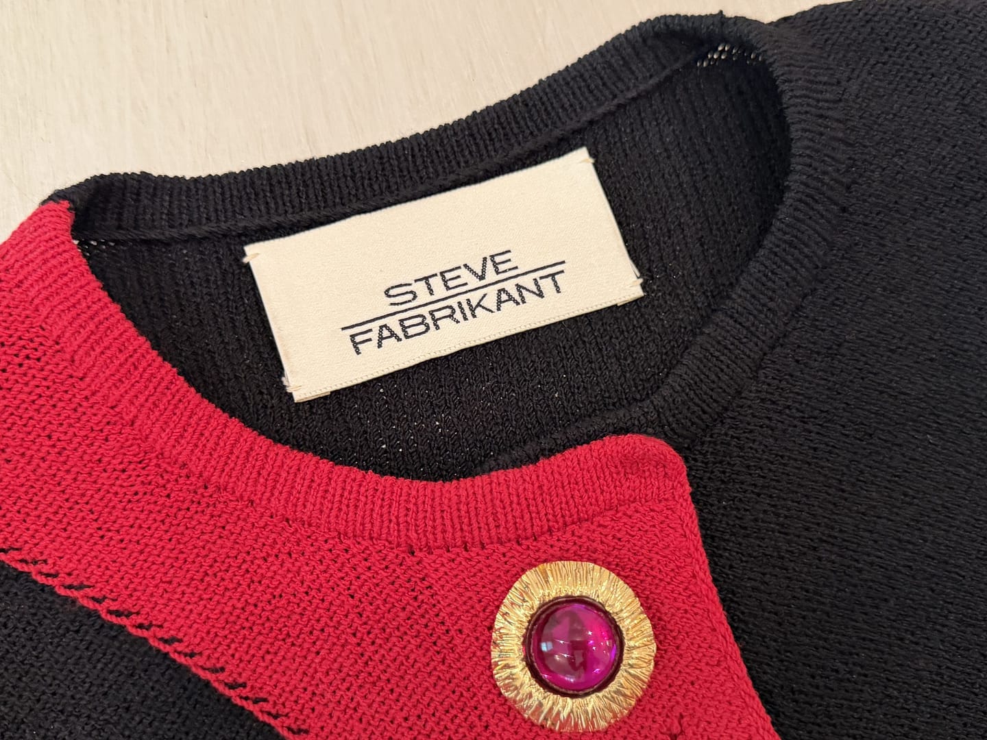 Steve Fabrikant 1980's Colorblock Knit Dress with Gold Tone Buttons ...