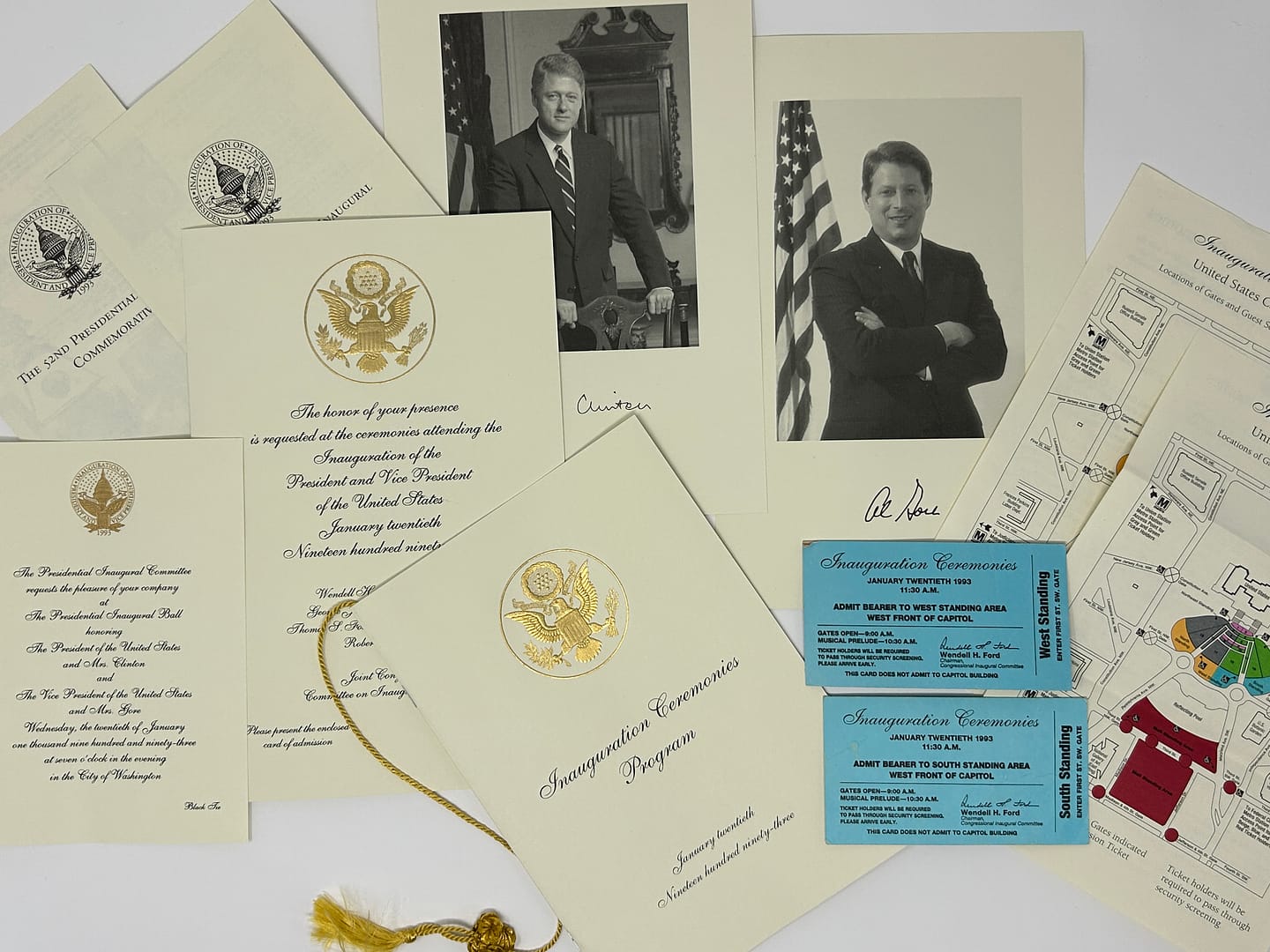 1993 Presidential Inauguration of Bill Clinton, Invitation, Programs and Tickets