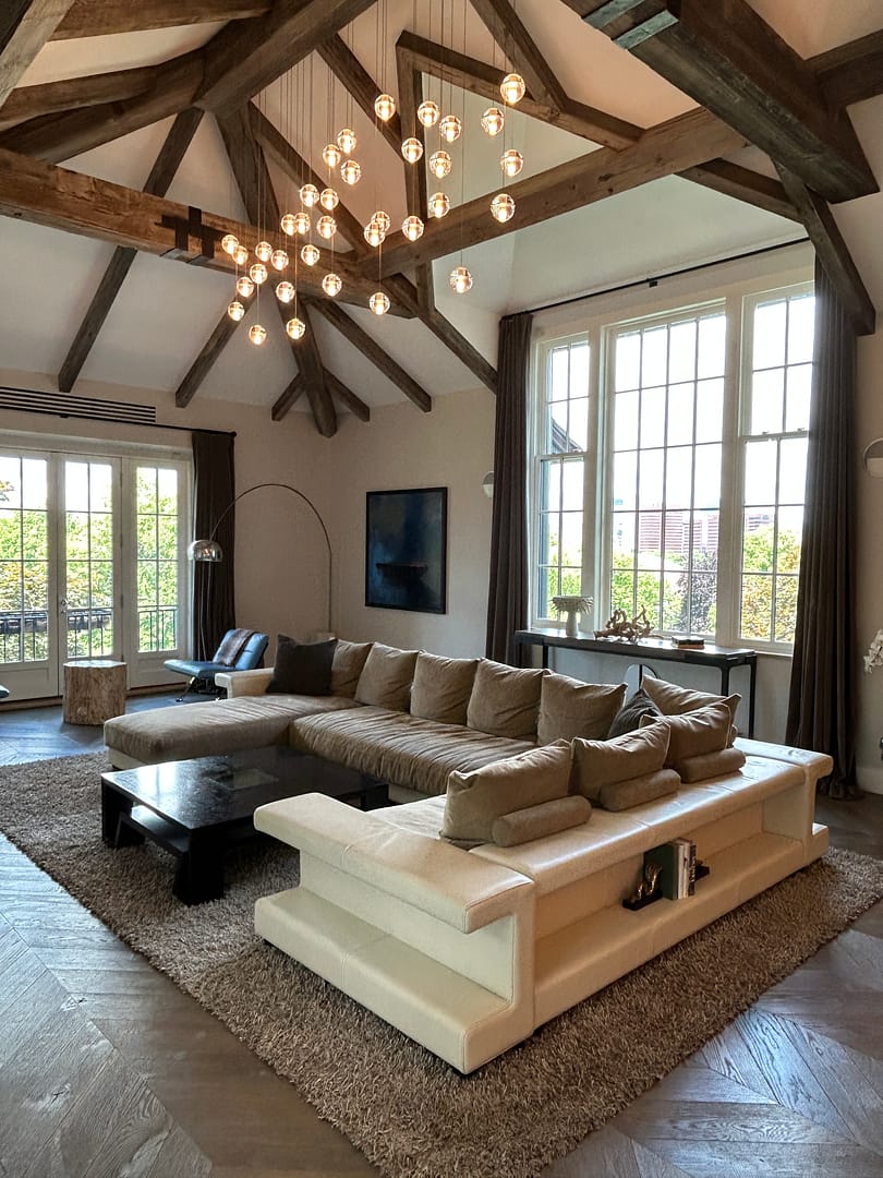 Roche Bobois Memento Alcantara Ultrasuede and Ivory Leather Sectional Sofa