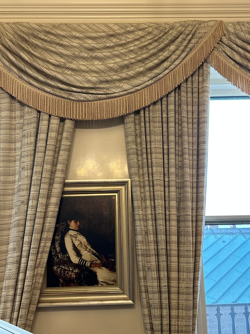 Chenille Check Curtains with Fringe, 10″
